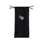 The standard black hair tool bag is laid out flat so you can see its length, logo, and drawstrings.